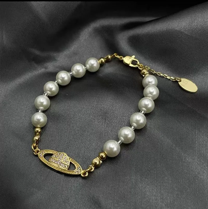 Saturn pulseira pérola frisada vertente diamante tênis planeta pulseiras mulher ouro designer jóias vivi moda accessories237t