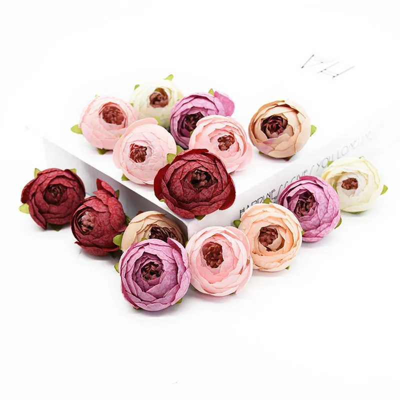 100st Tea Buds Rose Artificial Flowers Wedding Home Dekoration Tillbehör DIY Gåvor Box Armband Crafts Scrapbooking Po Props 220406