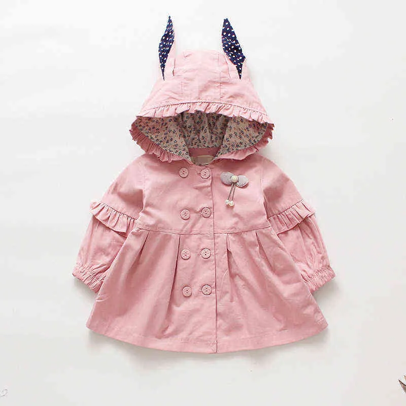 Spring Autumn Windbreaker Jacket For Girls 1-5 Year Beautiful Cute With Ears Kids Hoodie Toddler Children Clothes J220718