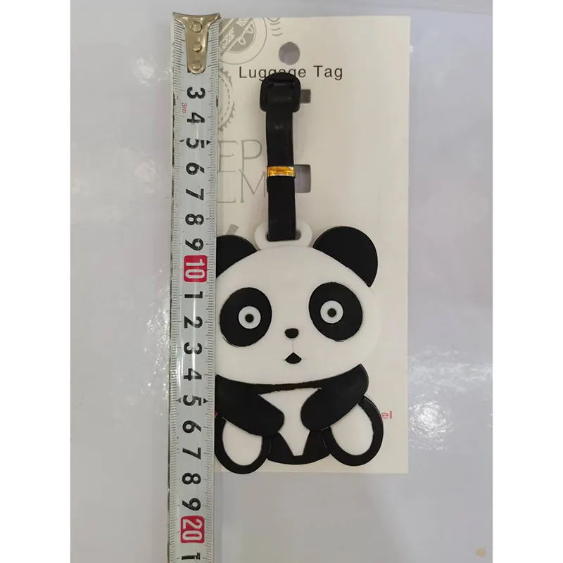 Creative PVC Panda Bagage Tag KeyChain Party Favor Portable Cartoon Travel Etikett Keyring1769800