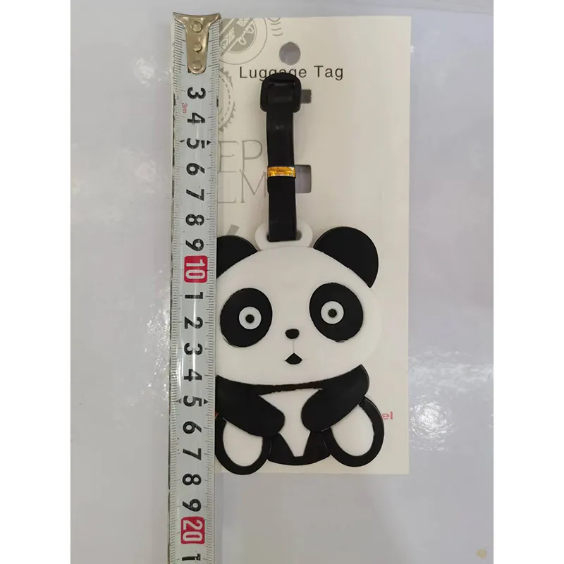 Criativo pvc panda bagagem tag chaveiro festa favor portátil dos desenhos animados etiqueta de viagem keyring1769800