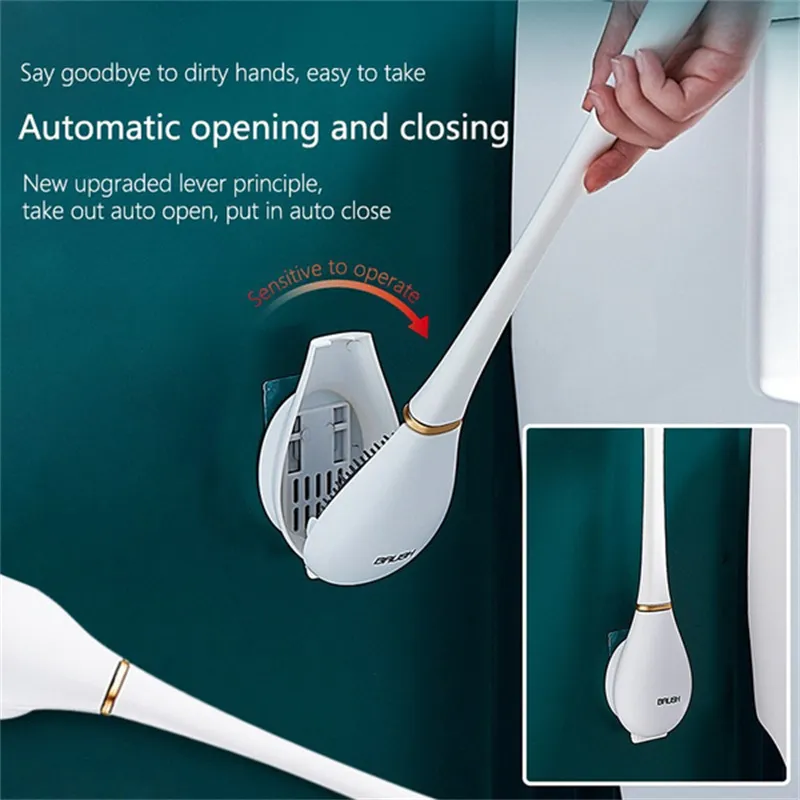 Silicone Toilet Brush Flexible Head Commode Automatic Opening Closing Cleaning No Dead Corner Bathroom Accessories 220511