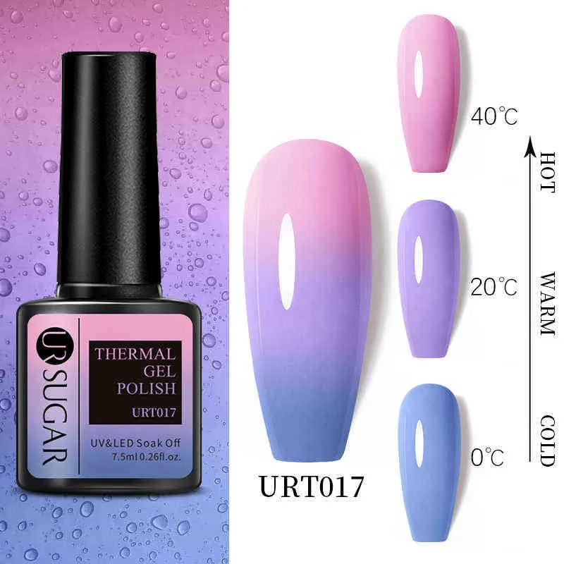 Brinquedo de gel de unhas 7 5ml térmica 3 camadas de cor mudando uv polonês brilho glitter soak off arte vernizes 0328