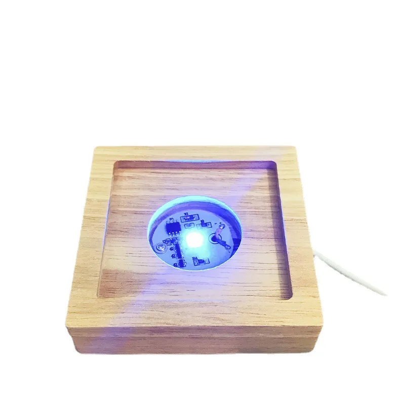 Квадратные светодиодные фонари Отображение базовое деревянное освещенное держатель лазер