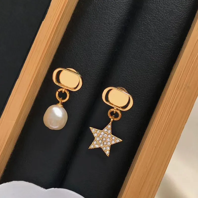 Gold Earrings With Box Designer For Women Luxurys Designers Pearl Pendant Start Stud Earrings Designer Jewelry Letters Earrings G2205254Z