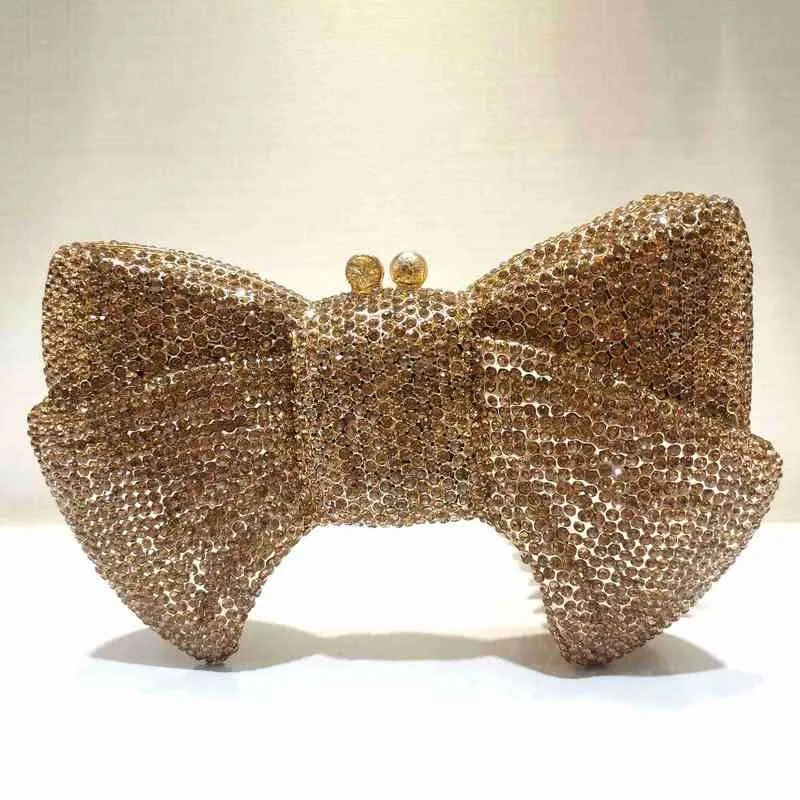 Xiyuan Bling Crystal Clutch Torby Bow Kamienie wieczorowe i sprzęgła dla kobiet Formalne przyjęcie weselne torebki kryminowe 220608