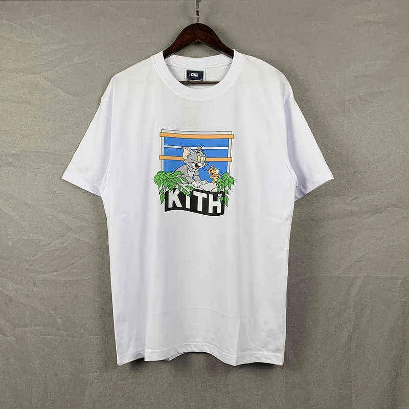 2022 New Cat and Mouse Cartoon Young Kith t Shirt Men's Women's Round Neck American Street Loose Summer T-shirt Fashion Tshirts Brands