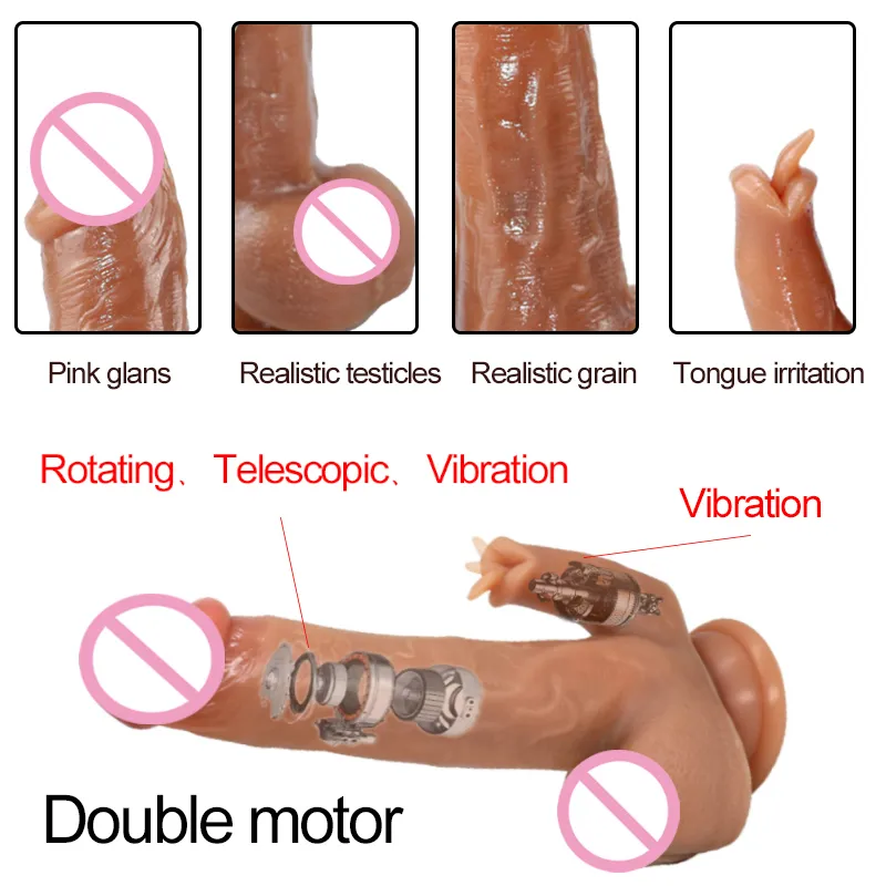 Массаж большие дилдо вибраторные фаллоимитаторы для женщин, нагревающие телескопические вращение дилдо.