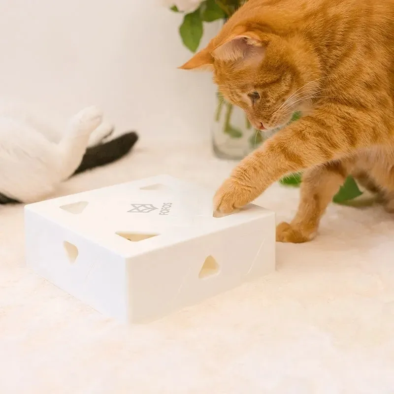Jouet de chasse au chat électrique Sqaure Magic Box Smart Teasing Stick Crazy Game Interactive Feather ching Mouse 220423