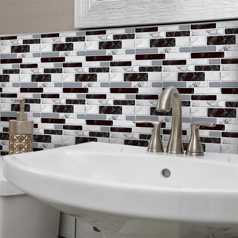 9 27 54 pçs adesivos de tijolos de mosaico para banheiro cozinha papel de parede à prova dwaterproof água autoadesivo diy adesivo de parede decoração de casa decalque 220607