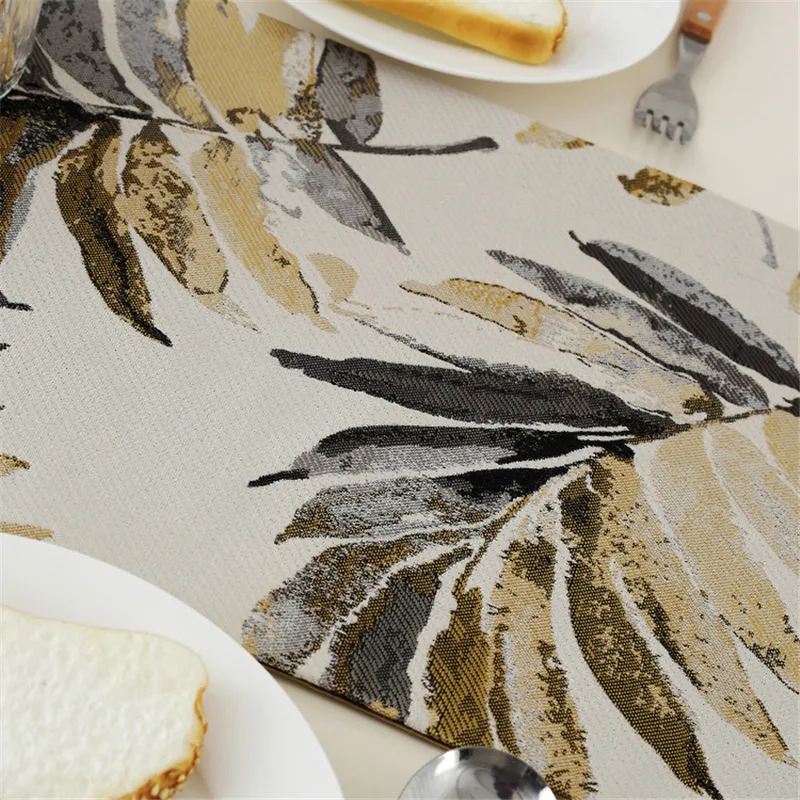 Nordic Table Runner Modern Leaves Painting Dining Ornament Embroider for Wedding Decoration Camino De Mesa 220615