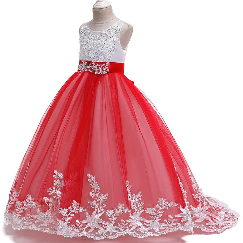 女の子のクリスマスのドレスホワイトピンクの花嫁介添人の子供たちのための服の長い王女パーティーの結婚式10 12年Vestidos 220422