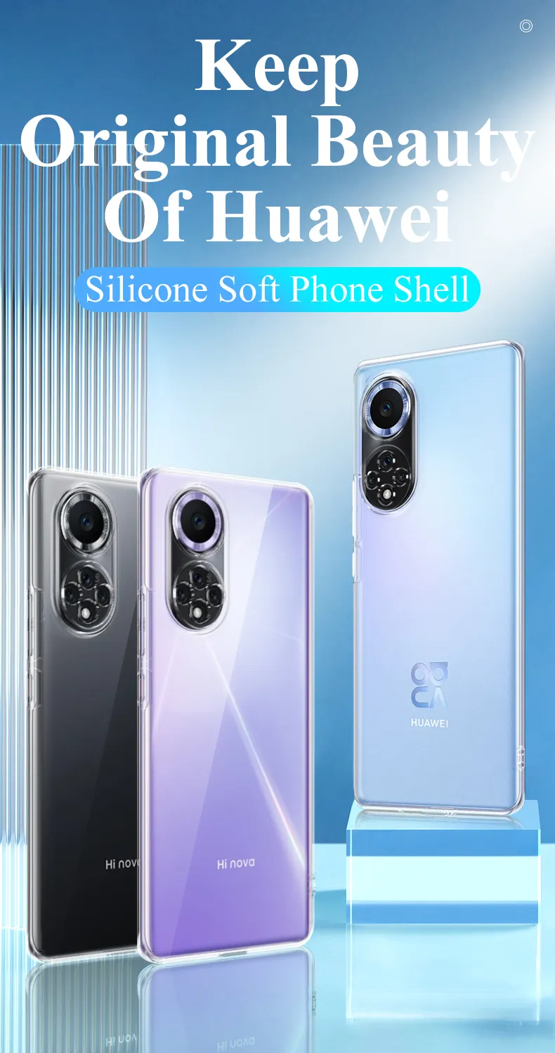 Custodie telefoni in silicone trasparente ultra sottile Huawei Nova 9 8 7 P50 P40 P30 P20 Lite Pro 5G Cover posteriore morbida e trasparente