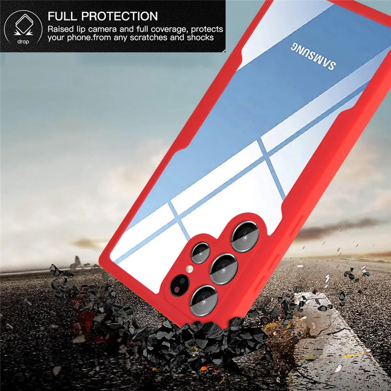 360 Full Protection Cases för Samsung Galaxy S22 Ultra S21FE S21 Plus A13 A32 A51 A71 A52 A72 A53 A73 Stötsäkert mjukt genomskinligt skal