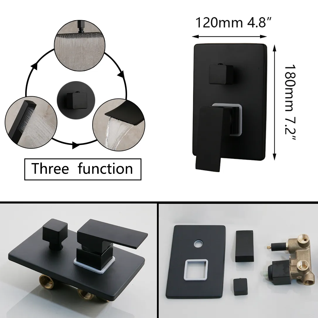 Banheiro preto cor de chuveiro de chuveiro kits kits de chuva banheira de banheira led chuveiro de chuveiro de chuveiro