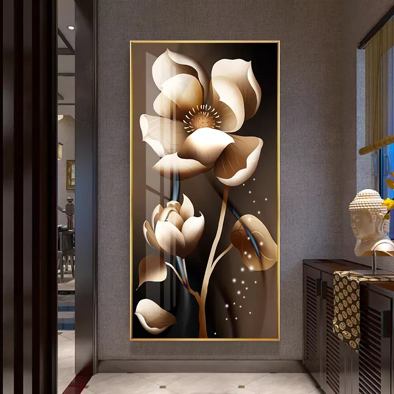 Golden Black Flower Rose Butterfly Abstract Poster Nordic Art Plant Canvas Painting Modern Wall Picture for Living Room Decor