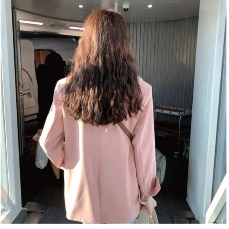 Printemps et automne coréen décontracté rose petit costume veste femme petit costume ample petit costume veste Blazer et jupe ensemble 220816