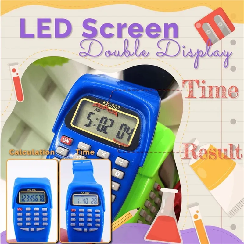 Children Watch Multi-Purpose Kids Electronic Calculator Wrist Fashion Silicone Date For Drop 220510