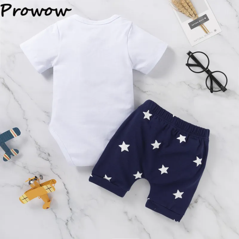 Prowow мой первый наряд четвертого июля мальчики для мальчиков Bodysuit+Stars в комбинезоны летняя малышная одежда набор костюма Дня независимости 220507