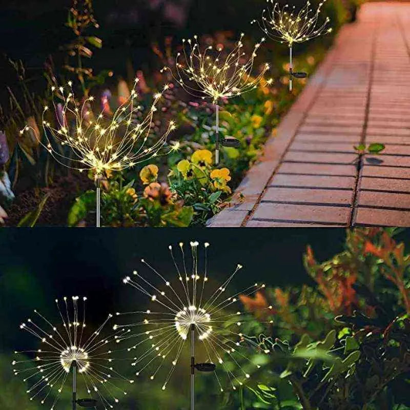Outdoor Solar Lighting Led Fireworks Light Dandelion Yards Lawn Lamps Led For Garden Landscape Street Decor Light J220531