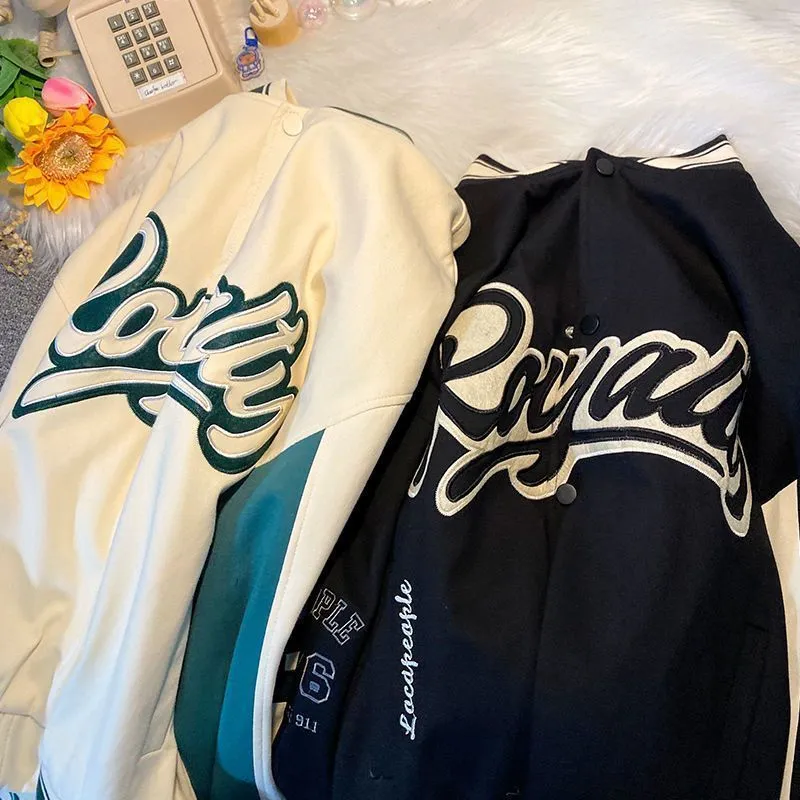 Giacca da uomo ricamo lettere monopetto streetwear harajuku college college autunno cappotto in cotone abbigliamento uniforme da baseball 220816