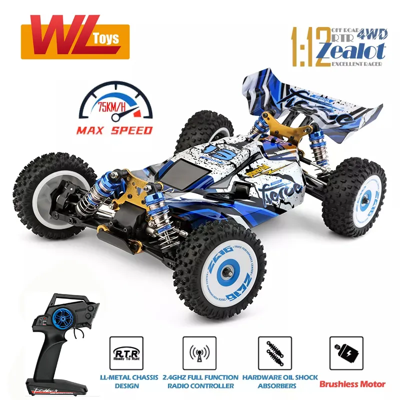 Wltoys 124019 Обновленная версия 124017 RTR 1/12 2,4G 4WD Бесстраночный двигатель 75 км/ч высокоскоростный пульт дистанционного управления внедорожным автомобилем 220429