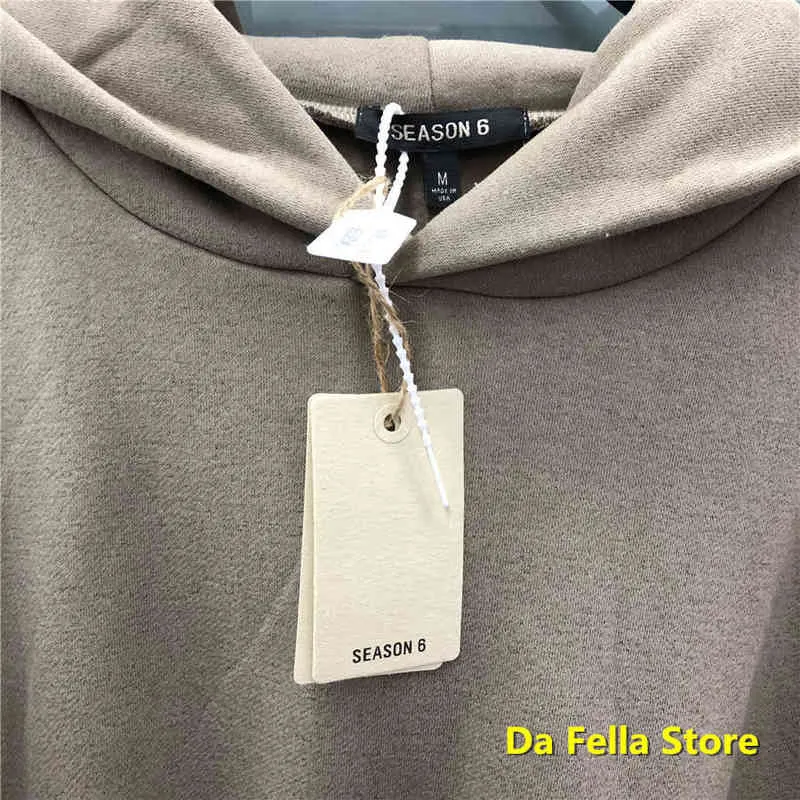 Khaki Sezon 6 Sweatshirts Erkek Kadın Hoodies Etiket Etiket Sezonu Hoodie Kahverengi Yüksek Kaliteli Pamuk Altaçları T220802