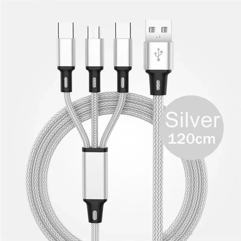 1.2m nylonflätade kablar flera färger USB Snabb laddning Kabel Typ C Android Charger Cord för Xiaomi Samsung Huawei -telefoner
