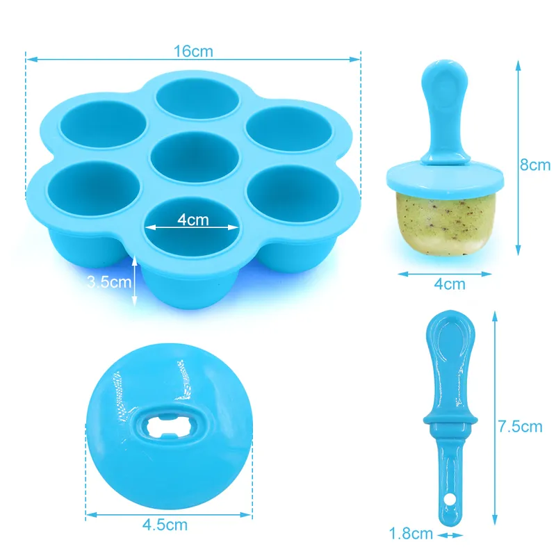 7 fori gelato pop stampo vassoio in silicone lecca-lecca integratore alimentare scatola frullato di frutta accessori 220617