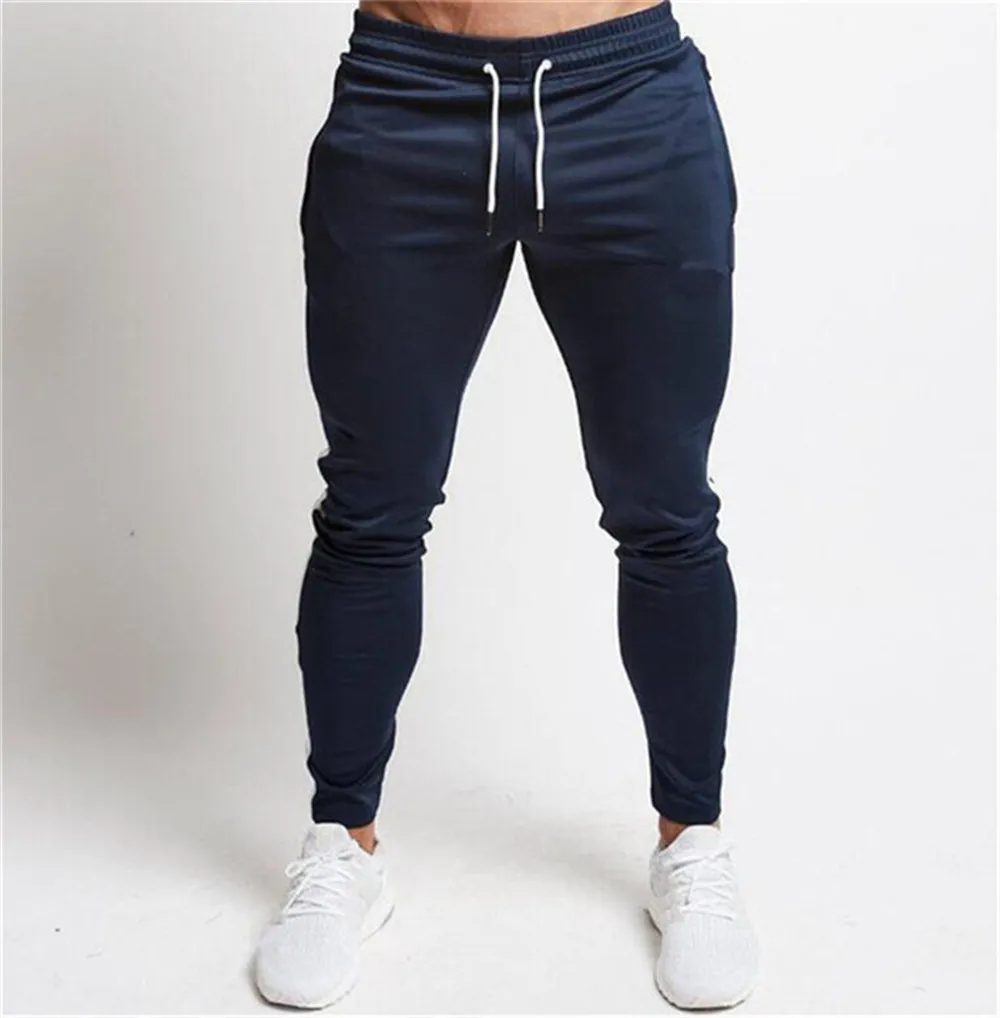 Fashion Men Gyms Pure color Pants Joggers Fitness Casual Long Pants Men Workout Skinny Sweatpants Jogger Tracksuit Trousers