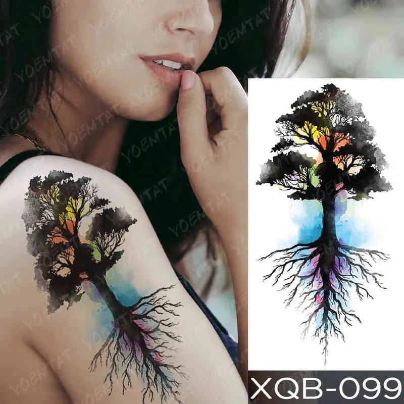 NXY Tymczasowy Tatuaż Wodoodporny Naklejki Niebieski Ice Dragon Plum Blossom Flash S Family Tree Fox Body Art Arm Fałszywe Tatoo Kobiety 0330