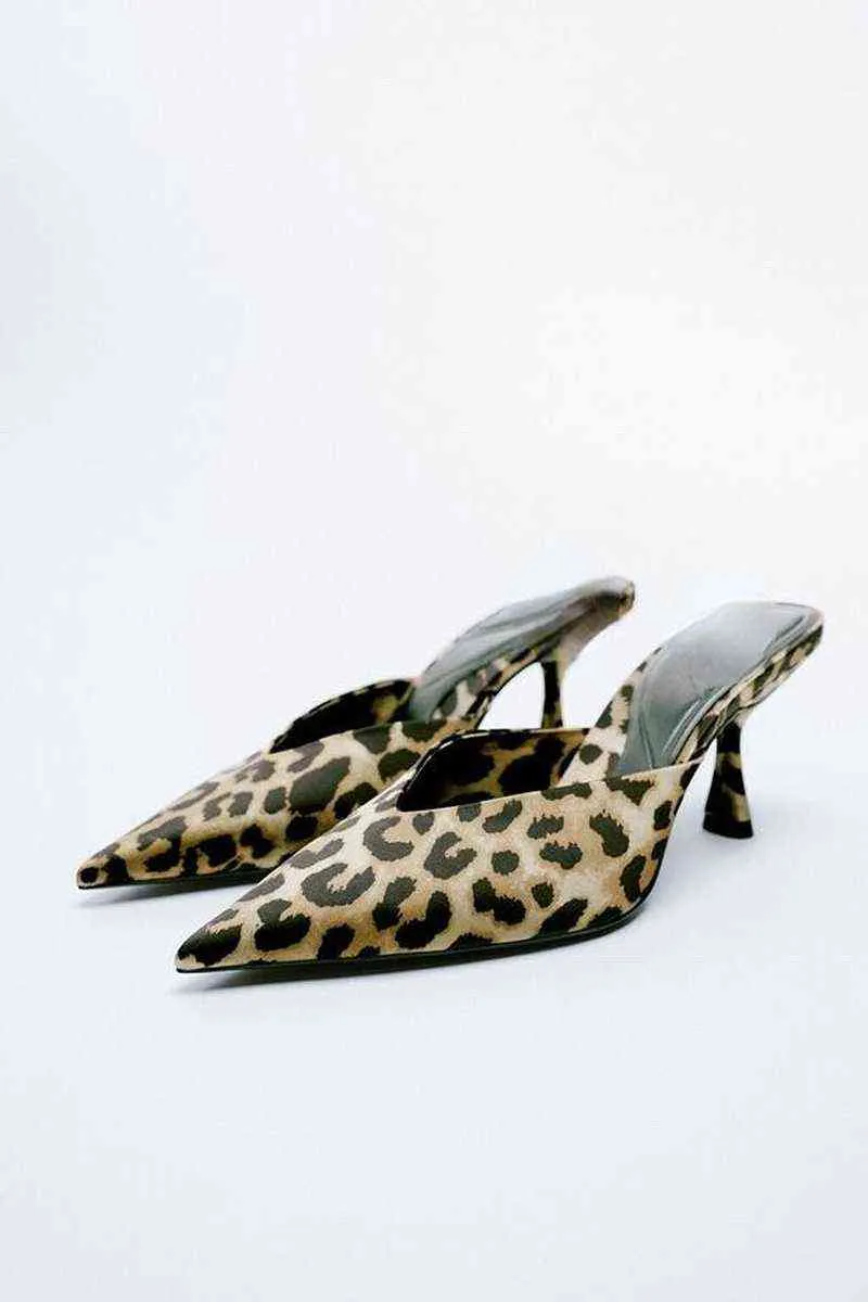 Tino Kino Sandali con strass sexy Donna Leopard Thin Tacchi alti Ladies Pumps Cinturino alla caviglia Donna 2022 Summer New Party Shoes G220527