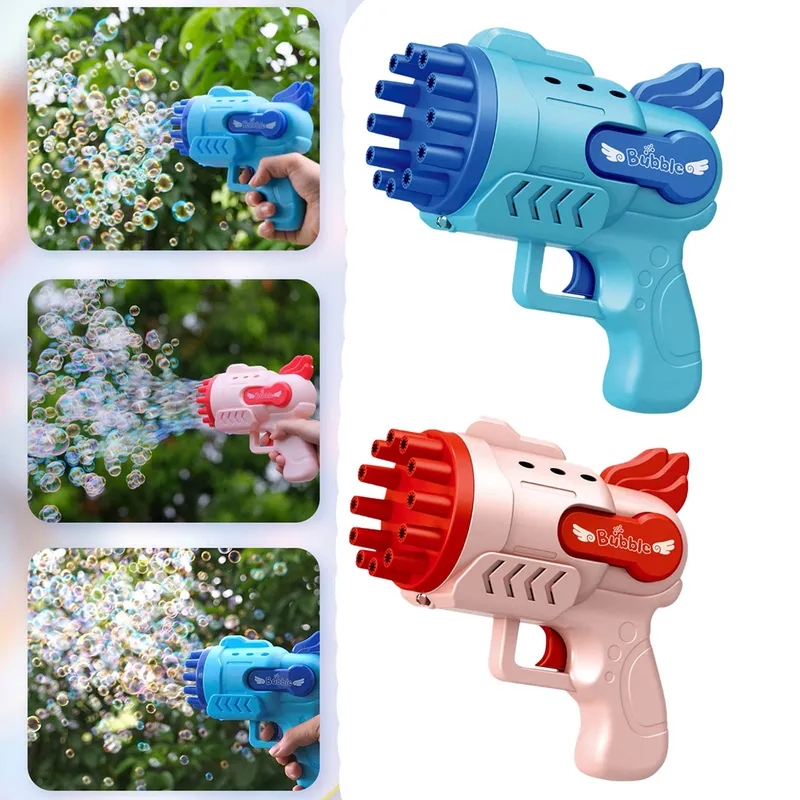 Bubble Gun Electric Automatic So Rocket Bubbles Machine Kids Portable Outdoor Party Toy LED Light Blower Toys Children Gifts 220704