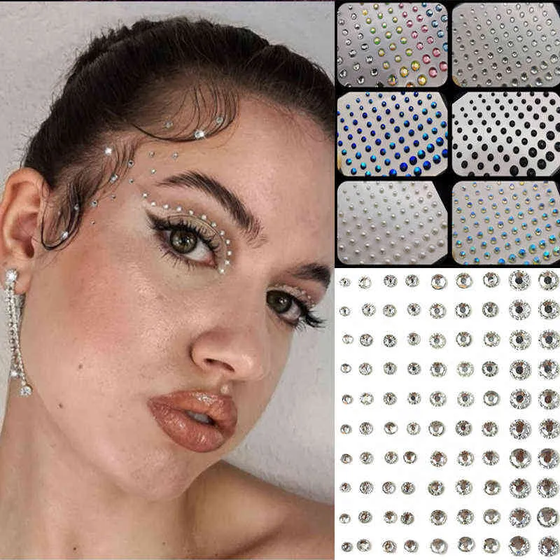 NXY Tymczasowy Tatuaż Mieszany Rozmiar Eyeshadow Face Diamenty Festiwal Ciało Dekoracje Klejnoty Naklejki Samoprzylepne Fałszywe Tatuaże Makeup Nail Rhinestone 0330