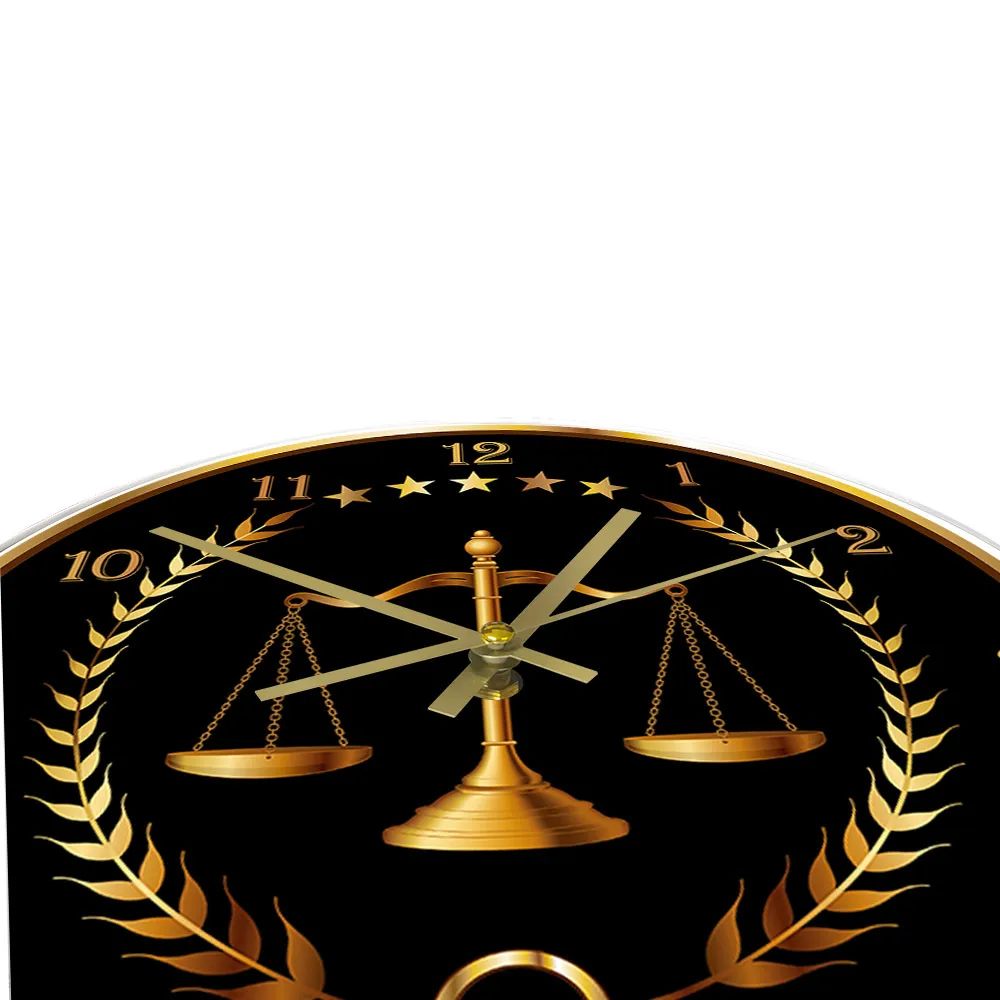 Scale Of Justice Modern Wall Clock Non Ticking Timepiece Lawyer Office Decor Law Firm Wall Art Judge Law Hanging Wallwatch