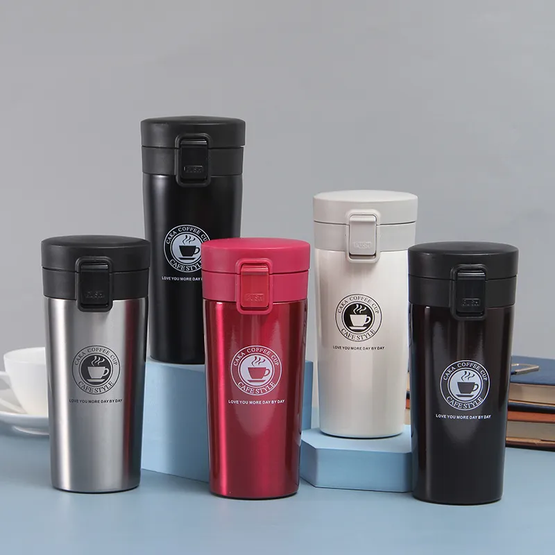 Anpassad rostfritt stål kaffe termos mugg bärbar bilvakuumkolvar reser termo cup vatten flasker termokap för gåvor 220704