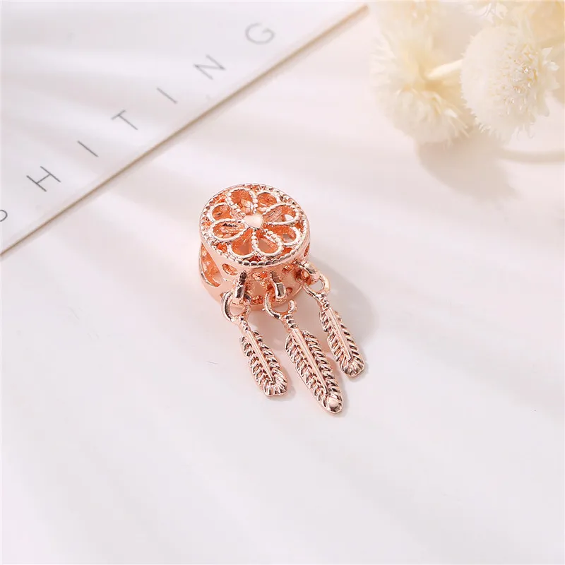 925 Sterling Silver Dangle Charm New Cute Original Rose Gold Crown Butterfly Rainbow DIY Bead Fit Pandora Charms Bracelet DIY Jewelry Accessories