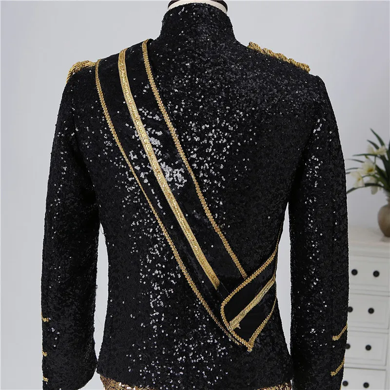 Masculino preto lantejão steampunk blazer stand stand colar tlassel design blazers masculino partido de boate baile rock and roll figurina 3xl 220504