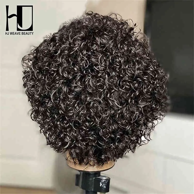 Pixie Cut Wig Short Curly Human Hair S billiga HD 13x2 Transparent spetsar för kvinnor PRE PLUCKED 220713
