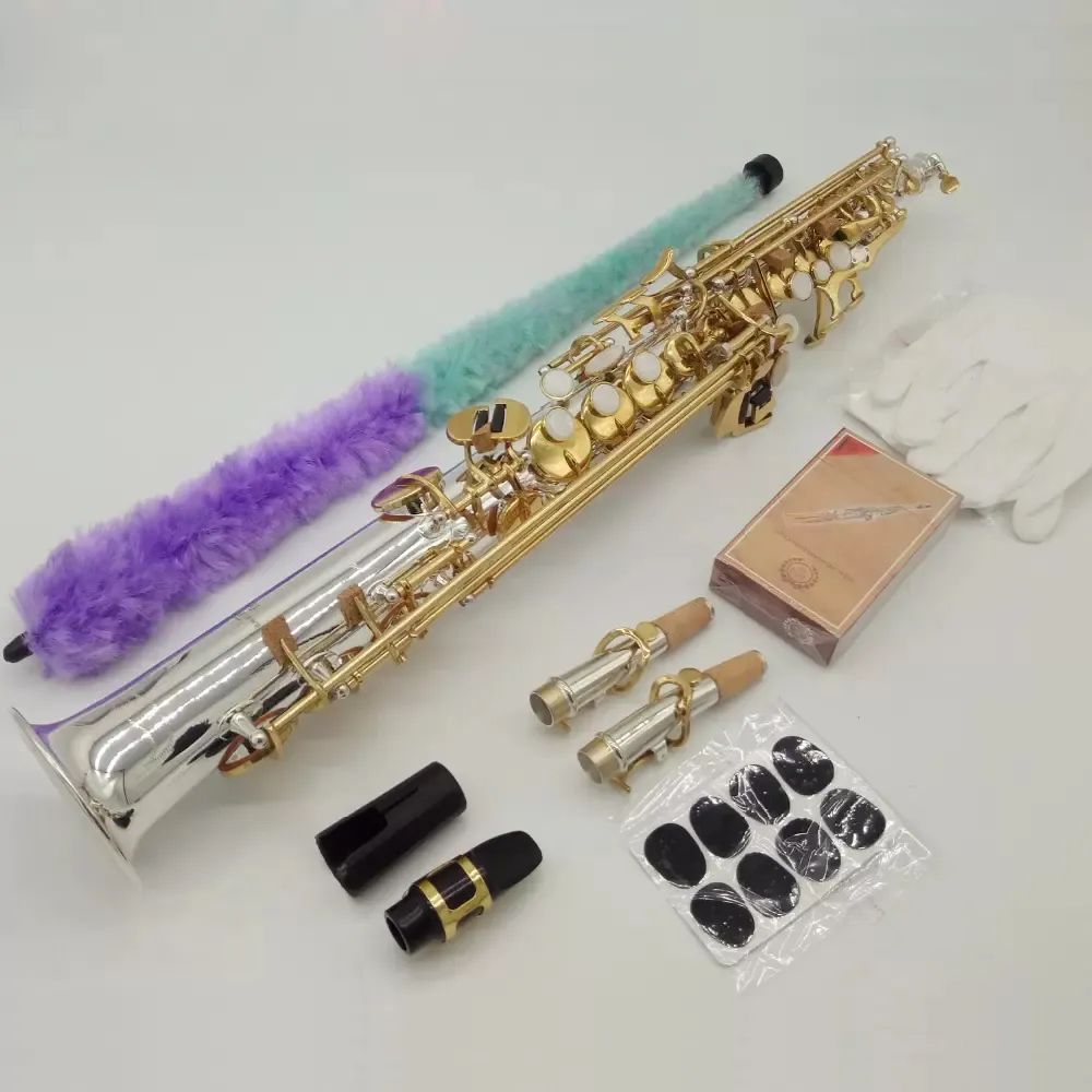 Högkvalitativ WO37 Original en-till-en-struktur B-Key Professional High Pitched Saxophone White Copper Gold-Plated Sax