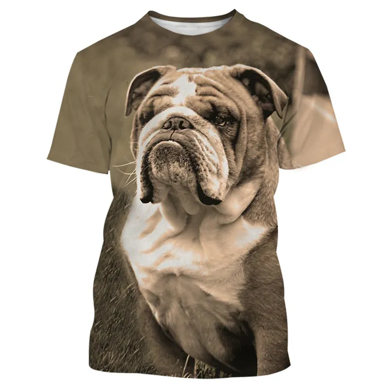 Dier Franse bulldog 3d print tshirts mannen vrouwen zomer mode casual oneck korte mouw Harajuku streetwear oversized tops 220607