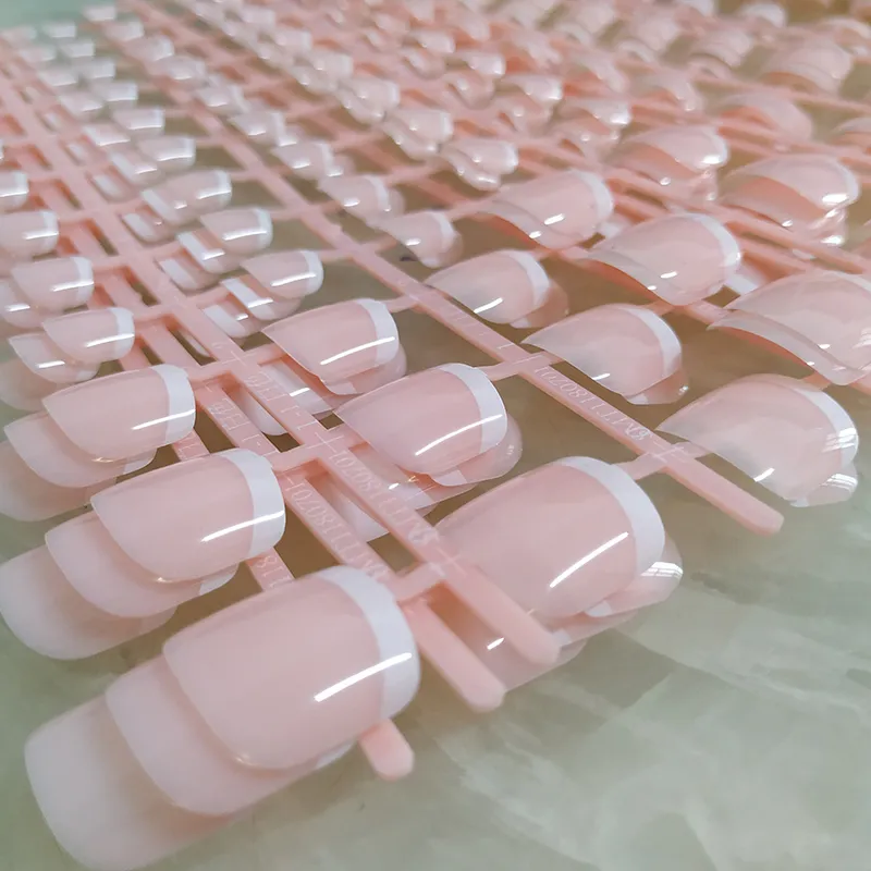 10 комплектов лоты обнаженных натуральных розовых полных крышек короткие французские поддельные ногти