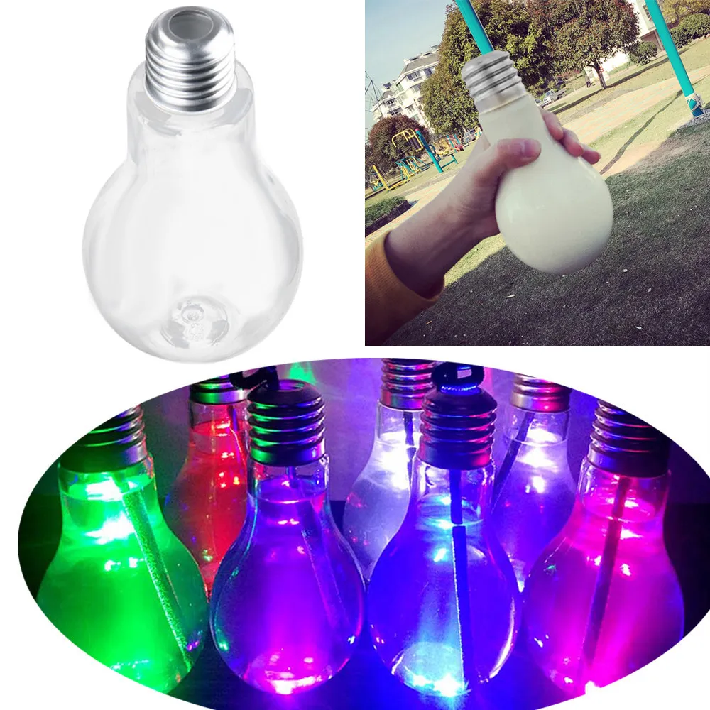 Nuova estate LED lampadina incandescente bottiglia d'acqua breve carino succo di latte lampadine tazza a prova di perdite lampadina in plastica oro argento nuova creatività