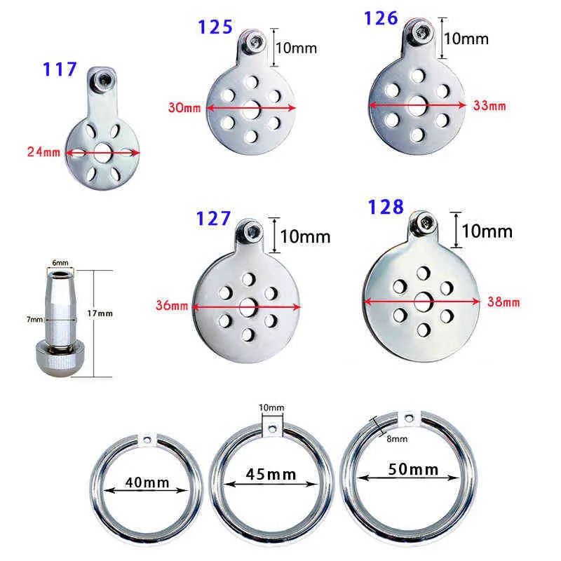 NXY dispositif de chasteté Frrk117 128 divers bouchons de bouteille en acier inoxydable pour hommes, serrures sans Cage, couvercle de Pot plat 0416