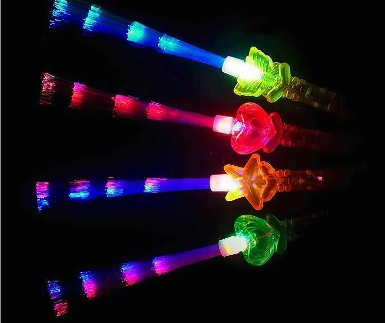100st Färgrik LED Blinkande Fiber Sticks Barn Glödande Sticks Konsert Cheer Props Födelsedagsfest Jul Halloween