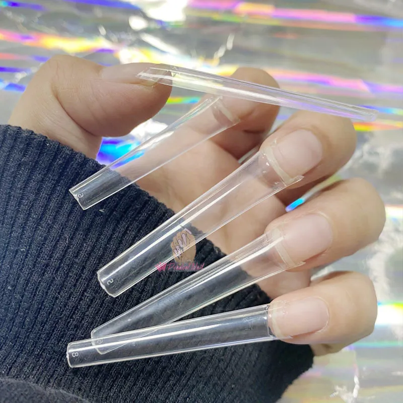 504st 3xl Clear Coffin Half Cover False Nail Tips Extra Long No C Curve Fake Finger Press On Nails Manicure Salon Acrylic 220716