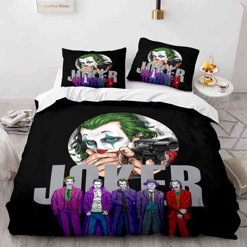 Zestawy pościeli Joker Pojedynczy bliźniaczka pełna królowa king size kołdra kreskówka okładka łóżka kołdra poduszka 2-3 sztuki