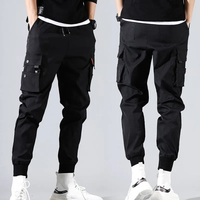 Мужские брюки мальчик мульти -карманы грузовые гарема -уличная одежда хип -хоп черный серый случайные брюки для мужчин -бегунов мода хараджуку мужчины панк 220826