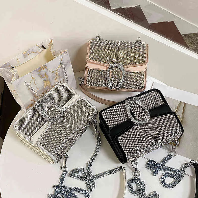 borsa texture 2022 nuove borsette quadrate con diamanti a spalla singola stile donna messaggero a catena