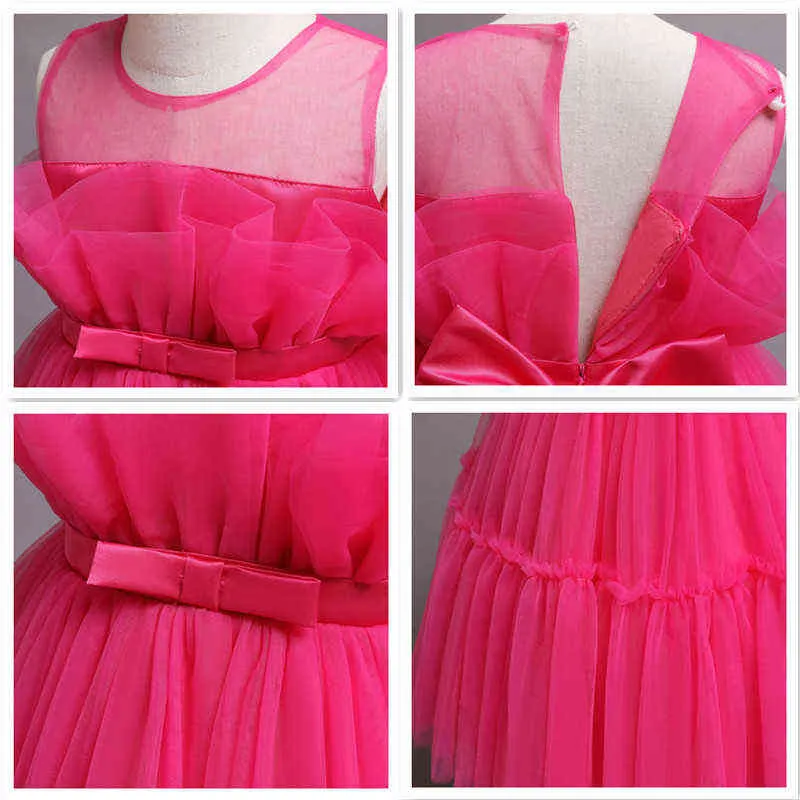 Robe de princesse pour fille en bas âge, pour mariage, nouveau-né, bébé de 1 an, vêtements en Tulle moelleux, Costume avec nœud rose pour bébé de 12 mois G227707683